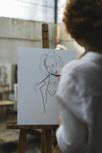 Half-drawn sketch of a person